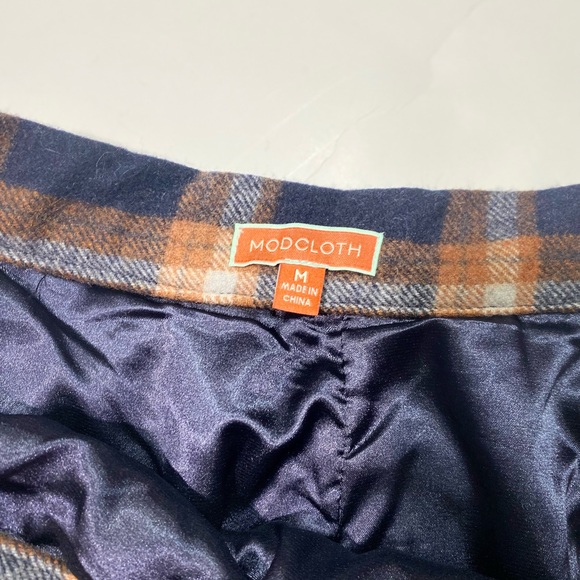 ModCloth Orange &Blue Plaid School Girl/Uniform Wool Blend Skirt Size M - Picture 8 of 10